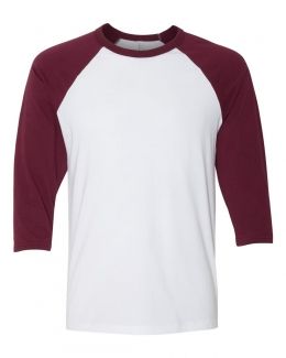 BELLA + CANVAS-Unisex Three-Quarter Sleeve Baseball Tee-3200